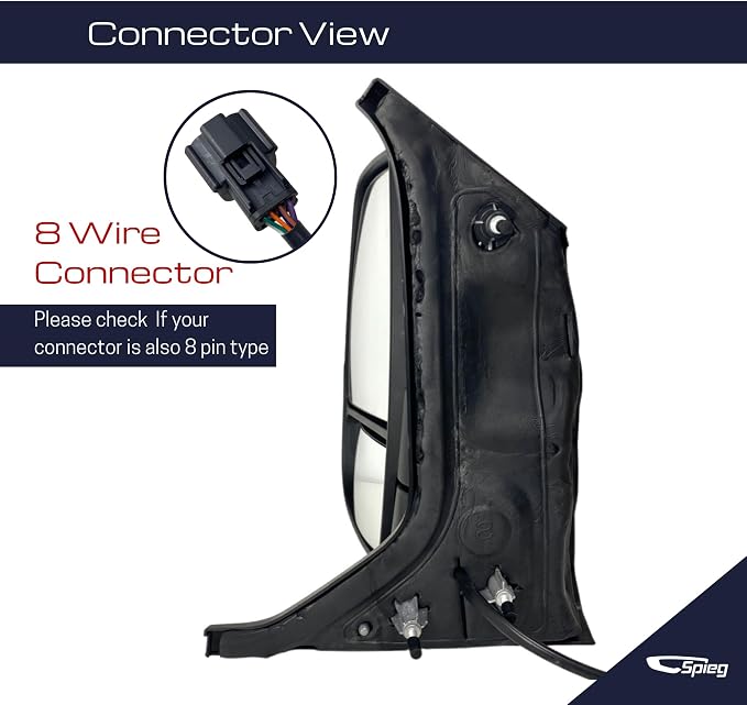 Driver Side Mirror for 2018-2019 Ford Transit 150 250 350 Power Adj Heated Power Folding Turn Signal Light Short Arm Textured Black 8 Pins Left FO1320602