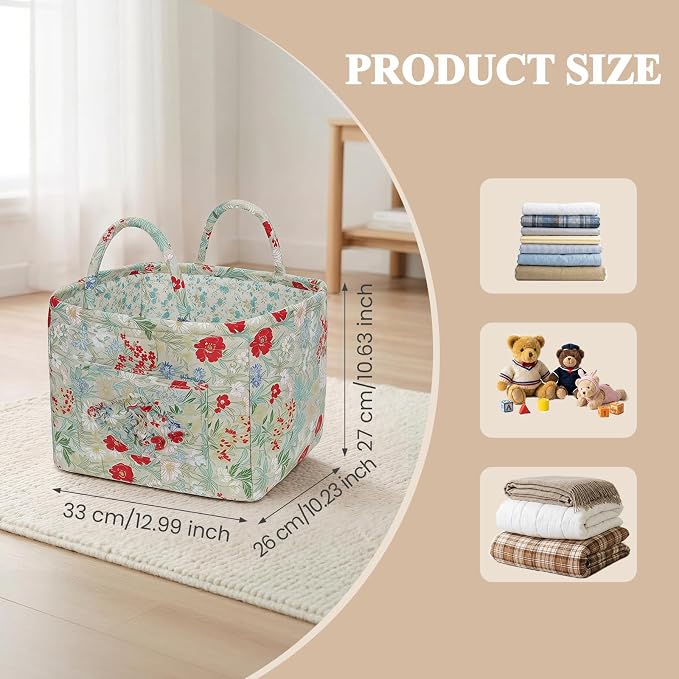 Floral Fabric Storage Basket Car Interior Storage Basket Underwear Sundries Laundry Baskets Supplies Home Organizer Bag (style 10)