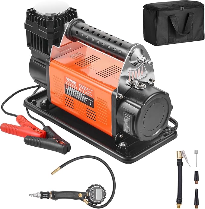 12V Heavy Duty Air Compressor - with Digital Pressure Gauge Tire Inflator Kit, 7.06 CFM Portable Tire Inflator, 150PSI Offroad Air Pump with Adapters for Trucks Car SUV 4 x 4 Vehicle RV