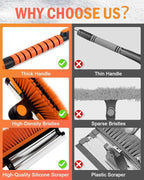 Ice Scrapers for Car Windshield, 43'' Three Stage Extendable Aluminum Alloy Car Snow Scraper and Brush, 180° Pivoting Snow Brush and Ice Scraper for Car, Truck, SUV