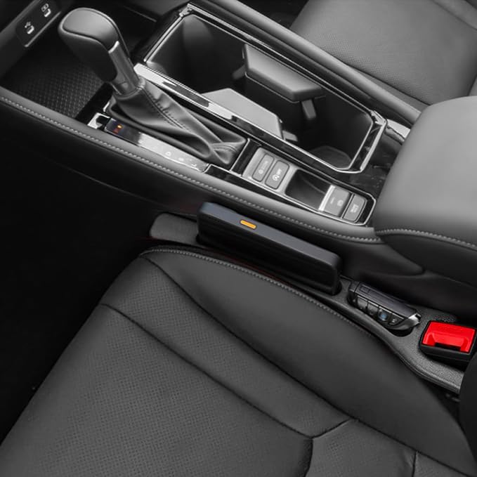 Car Seat Gap Filler Organizer Compatible with Honda Accord Accessories Seat Gap Plug Blocker with Storage Slot Non-Slip Car Cup Holder Coaster Black