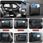 Universal Car Side Pocket Organizer for Car Seat, PU Leather Car Pocket Pouch, Door, Window, Console, Keys Cards Cell Phone Sunglasses Holder for Car, Multifunctional Car Organizer Accessories.