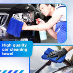 Microfiber Cleaning Cloths for Cars 16 x 16 Inch Ultra Absorbent Car Towels Drying Reusable Cleaning Supplies House Kitchen Window Microfiber Towel(Blue,60 Count)