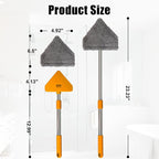 Windshield Cleaner Tool, Car Window Squeegee with 4 Reusable Microfiber Pads, 13"-16.7" Telescopic Extendable Handle, 180° Rotating Glass Cleaner for Auto Interior, Shower Glass, Household Windows