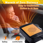 Portable Car Heater & Defroster – 12V 200W Fast Heating and Cooling Fan | Plug In Cigarette Lighter Windshield Defogger,with 360° Rotatable Portable Car Heaters for Vehicle, Car, SUV & RV