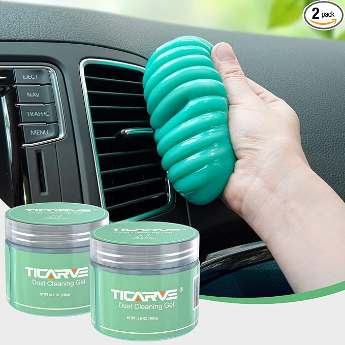 2Pack Cleaning Gel for Car Detailing Vent Cleaner Cleaning Putty Gel Auto Detail Tools Car Interior Cleaner Cleaning Mud for Cars and Keyboard Cleaner Cleaning Slime Green (320g/11.2oz)