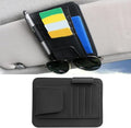 Leather Car Sun Visor Organizer Clip, Universal Car Truck Visor Document Holder with Sunglasses Clip, Auto Visor Pocket Storage for Bill Card Registration/Driving License Pen (Black)