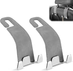 Car Seat Headrest Hook, Premium Suede Double Hook 2 Pack, Universal Hanging Accessories for Purse, Bag, Groceries - Car Interior Accessories (Gary)