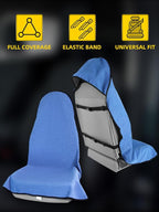 1PC Waterproof Towel Car Seat Cover - 525g Heavy Duty 3-Layer Microfiber Sweat Protector for Bucket Seats - Non-Slip Machine Washable Universal Fit for Gym, Yoga, Beach, Pets & Outdoors-Blue