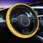 Yellow Cute Bee Insects Cartoon Steering Wheel Cover Car Accessories Cute for Women Girls Girly Universal 15 Inch Neoprene Auto Interior Decor Anti Slip Car Truck Protector