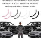 2-Piece Steering Wheel Cover, Carbon Fiber Segmented Steering Wheel Protector, Universal and Anti-Slip Durable Car Leather Protective Cover, Car Interior Accessories for Women and Men (Black)