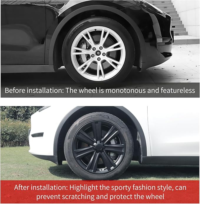 Wheel Cover for Tesla 4PCS Hubcaps for Tesla Wheel Cover Model S(2022-2024) /Model Y(2020-2024) 19inch Rim Full Cover Hubcaps Accessories (Arachnid Style, 19 inch)