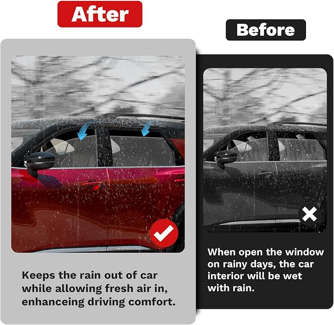 Window Visors Rain Guards for 2022-2025 2026 Nissan Pathfinder Accessories, Outside-Mount Side Window Wind Deflectors Vent Visors Shades Rainproof Black 4PCS