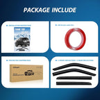 Tape-On Window Visors for Ford F250/F350/F450/F550 Super Duty 1999–2016 Crew Cab Only, Rain Guards, Vent Shades, Wind Deflectors, Reduce Wind Noise, Smoke Tint, 4PCS