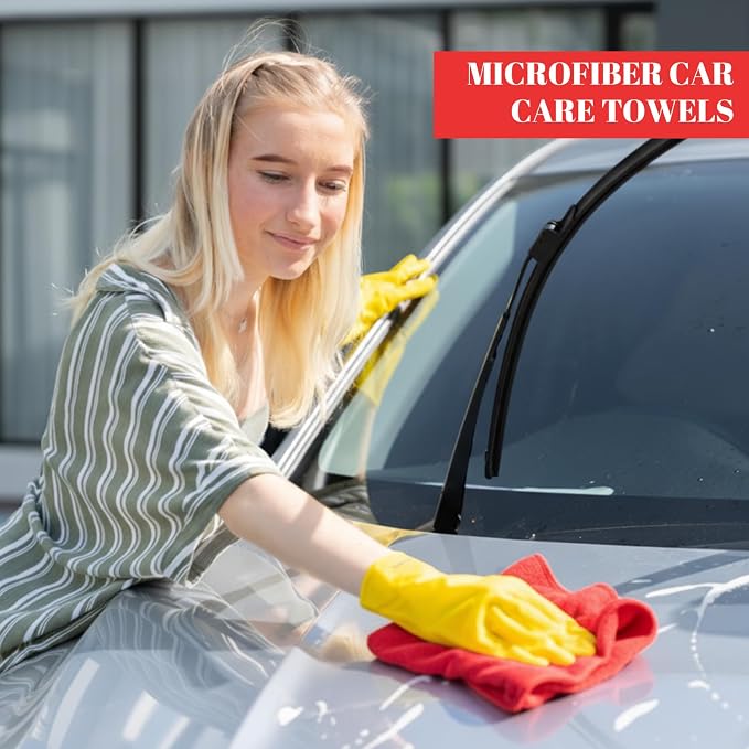 60 Pcs Microfiber Cleaning Cloths for Cars 16 x 16 Inch Ultra Absorbent Car Towels Drying Reusable Cleaning Supplies House Kitchen Window Microfiber Towel (Red)