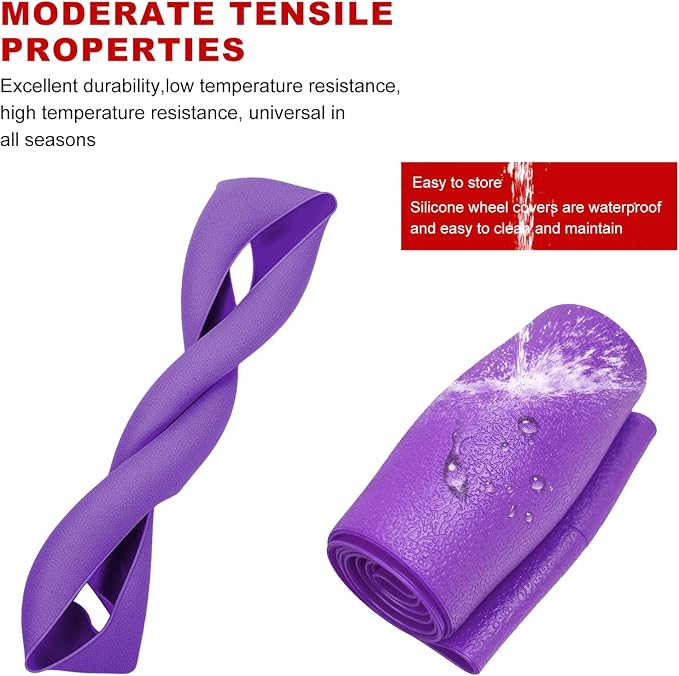 Car Steering Wheel Cover, 13 to 14.17 inches Anti-Slip Silicone Steering Wheel Protector, Soft Flexible Shock-Absorbent Steering Wheel Protective Cover for Most Car Models (Purple)
