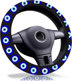 Blue Evil Eye Steering Wheel Cover 15" Universal Neoprene Steering Cover | Blue Car Accessories Decor Non-Slip Fit Auto SUV Truck, Evil Eye Gifts for Women Men Birthdays Festivals