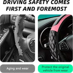 Car Steering Wheel Cover, 14.5-15inch Leather Anti-Slip Car Wheel Cover Protector, Safety Comfortable Desgin, Universal Auto Steering Wheels Accessories for Cars Truck SUV (Pink)