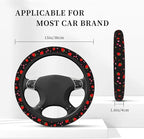 Cherry Strawberry Neoprene Steering Wheel Cover for Men Women Anti-Slip Elastic Steering Wheel Protective Cover 15in Universal Car Accessories Fit Cars, SUVs, Auto