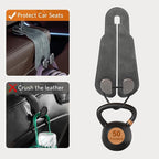 CoBak Purse Hook for Car - Universal Premium Stitched Leather and Aluminum-Magnesium Alloy Double Car Seat Back Storage Hook for Purses, Handbags, Bags (2 Pack),Gray