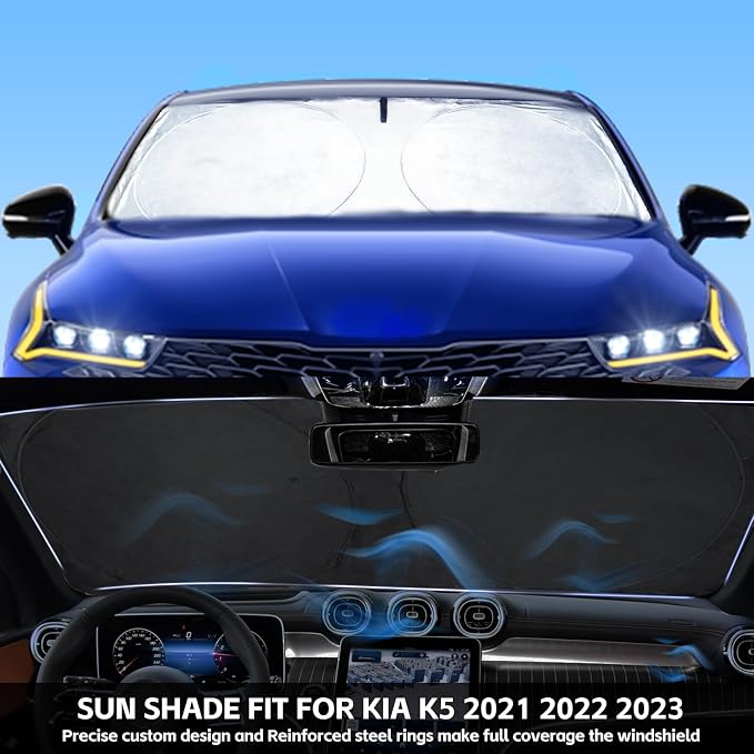 for K5 Windshield Sun Shade Window Sunshade for Kia K5 2021 2022 2023 2024 2025 2026 Windshield Cover Foldable Car Front Sun Visor Shield Blocks UV Rays Sun Protector Accessories