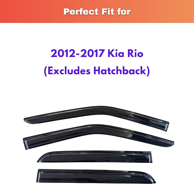 KPY Rain Guards Fit for 2012-2017 Kia Rio, Out-Channel Window Visors Vent Wind Deflectors 4PC, Car Accessories for 12-17 Rio (Excludes Hatchback)
