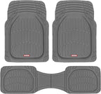 FlexTough Floor Mats for Cars, Gray Deep Dish All-Weather Mats, Waterproof Trim-To Fit Automotive Floor Mats for Trucks SUV, Universal Liner Car Accessories