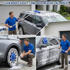 62'' Car Wash Brush Kit with Long Handle, Chenille Microfiber Car Wash Mop Mitt Scratch-Free Car Detailing Cleaning Brush Care Kit Car Cleaning Supplies for Cars RV Truck Boat