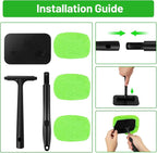 XINDELL Windshield Cleaning Tool, Driver-Control Long Reach Car Window Cleaner with Ergonomic 22" Handle & Microfiber Pads, No Streak Auto Glass Cleaner for Interior Windshield, SUV, Truck & Car Glass