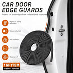 Car Door Edge Guards 5M(16.4Ft), U Shape Rubber Door Edge Protector Trim with Built-in Metal Clips, No Adhesive Needed, Easy to Cut, Universal Fit for Most Cars Trucks SUVs (Black)