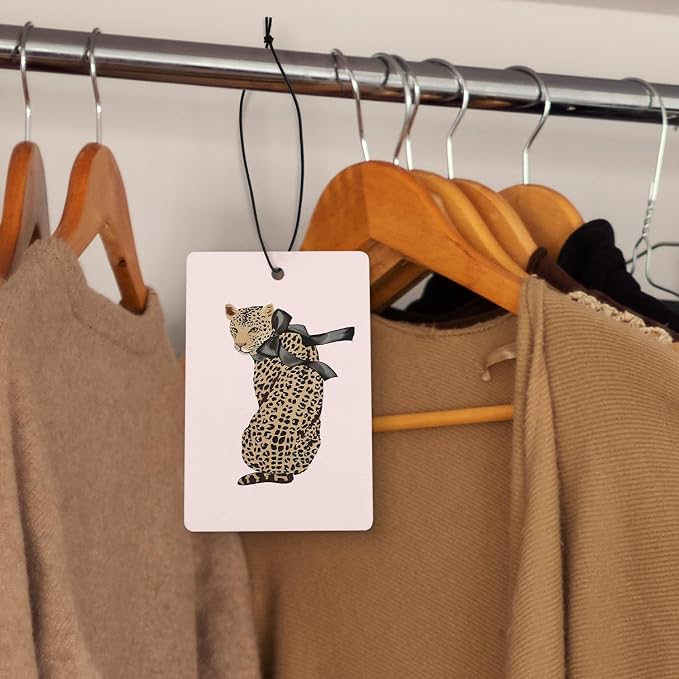 Trendy Pink Leopard Print Car Air Freshener 4 Pcs, Funky Retro Bikini Cheetah High Heels Hanging Air Freshener for Cars Closet Drawer Books, Cute Girly Car Accessories for Women