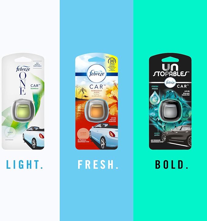 Car Odor-Eliminating Air Freshener Vent Clip with Gain Scent, Moonlight Breeze, 2 count