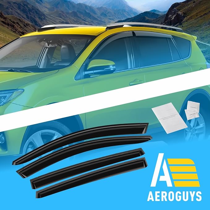 Extra Durable Window Deflectors Tape-On Window Visors Rain Guards Fit for Toyota RAV4 2013-2018, Sun Visors, Wind Vent for Shades, Exterior Car Accessories - 4pcs. AG0122