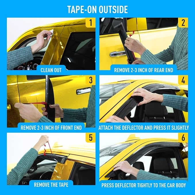Extra Durable Window Deflectors Tape-On Window Visors Rain Guards Fit for Toyota Tacoma 2024-2026 Double Cab, Sun Visors, Wind VentVisors, Window Vent Shades, Exterior Car Accessories - 2 pcs. AG0849