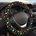 Elastic Puzzle Pieces Neoprene Car Steering Wheel Cover Protector Upgrade Thicken,Autism Awareness Colorful,Anti Slip Soft Car Accessories for Diverse Cars Truck SUV for Men Women Universal 15 Inch