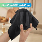 Black Microfiber Cleaning Cloth, 24 Pack Absorbent Cleaning Rags, Lint-Free, Streak-Free Cleaning Towels for Car Kitchen House, 12"X11"