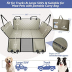 Back Seat Extender for Dogs Truck-Large Space, Hard Bottom Dog Pet Seat Cover Back Seat, Waterproof Dog Hammock for Crew Cab Trucks F150, RAM1500, Sierra, Tundra, Silverado, Khaki