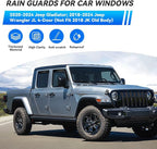4pcs Front+Rear Smoke Tint Sun/Rain Guard Outside Mount Tape-On Vent Window Visors Compatible with 2020-2024 Jeep Gladiator 2018-2024 Jeep Wrangler JL 4-Door