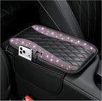 Bling Rhinestones Center Console Covers for Cars,Upgraded Arm Rest Cover for Car with Side Storage Pocket for Car Seat Organizer,Middle Console Cover Stylish Car Decoration (Bling Pink)