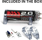 CPBK2 Car Capacitor - 2 Farad, Energy Storage, Enhance Bass From Stereo, 3 Digit Voltage Display, Charging Status LED