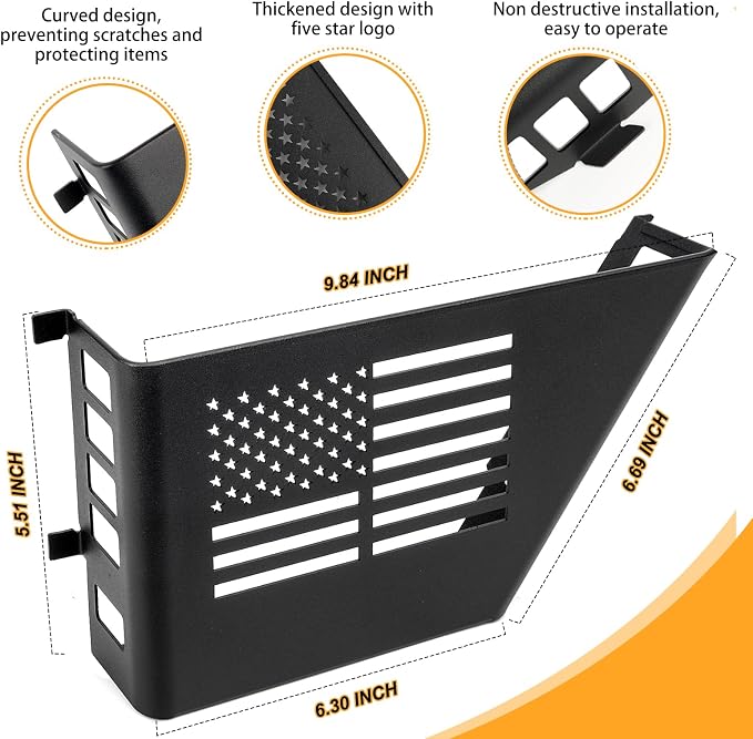 MAIKER Metal Rear Door Storage Box, Door Side Insert Organizer Box Pockets for 2007-2018 Jeep Wrangler JK 4 Door 2pcs(Black)