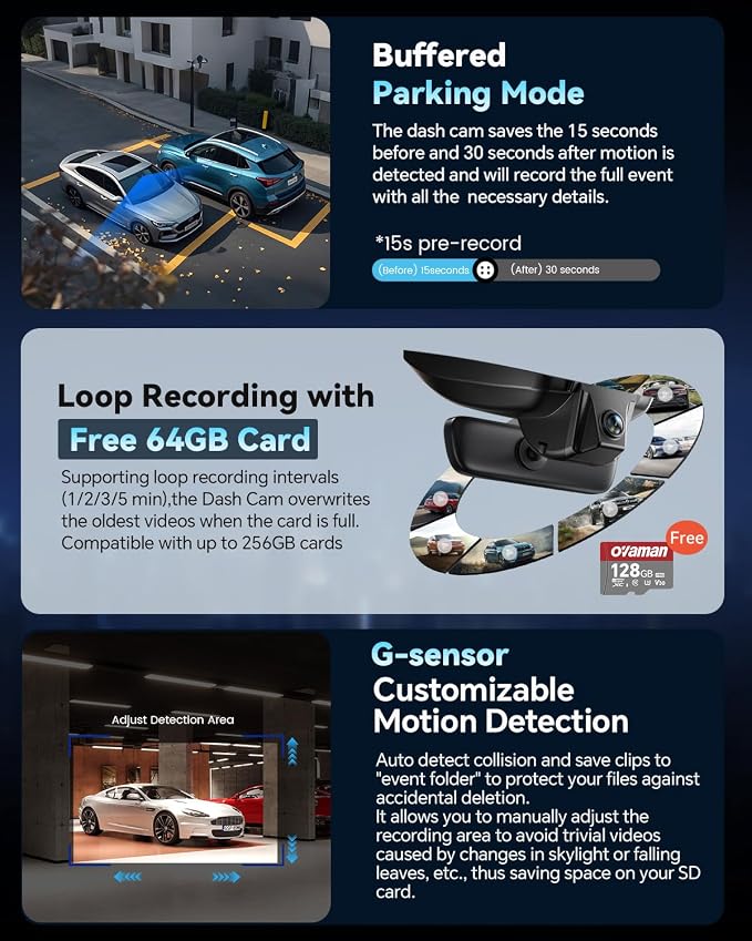 4K STARVIS 2 Dash Cam for Toyota Camry 2021-2024 LE L XLE TRD XSE SE Hybrid (Gen8/XV70), OEM Style Look with WiFi App,2160P UHD Video,Loop Recording,G-Sensor,Parking Hardwire Kit Included, 64GB