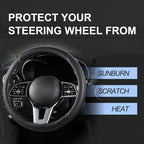Car Steering Wheel Cover, Microfiber Leather Steering Wheel Cover Universal Fit 14.5-15 inch Anti-Slip Comfortable Breathable Car Wheel Protector for Men Women,Blue