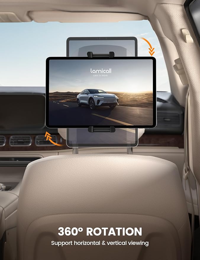 2 Pack Tablet Holder for Car Headrest - [Thick Case Friendly] Car Tablet Mount for Backseat, Road Trip Essentials for Kids, for iPad Pro, Air, Mini, Galaxy, Fire HD, 6.1-13" Tablets