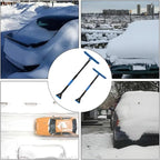 36" Car 3-in-1 Snow Brush, Detachable & Extendable Ice Scraper with Wide Foam Head & Ergonomic Grip, Lightweight Aluminum Snow Removal Tools Windshield & Paint Safe Shovel for Vehicle (Blue)