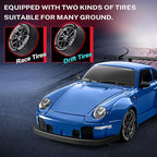 RC Drift Car, 1:24 Remote Control Car for Kids, 20KM/H 4WD High Speed RC Cars with LED Lights, Two Batteries, Extra Drifting Tires, Vehicle for Adults Boys Girls, Blue