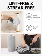 Microfiber Cleaning Cloth Roll- 75 Sheets, 12" x 12" (Grey) | Super Absorbent, Lint-free, Tear-away Microfiber Towel Roll, for All-Purpose Cleaning, Reusable Alternative to Paper Towels