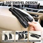 Cute American Flag Car Seat Back Storage Headrest Hooks for Purses & Bags – 2PCS PU Leather Dual Metal Hooks, Backseat Organizer Accessories