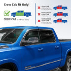 Goodyear Chrome Trim Window Deflectors for Dodge Ram 1500 2019-2026 Crew Cab, Shatterproof Tape-on Rain Guards, Window Visors, Vent Deflector Visor,Car Accessories, 4 pcs - GY008852