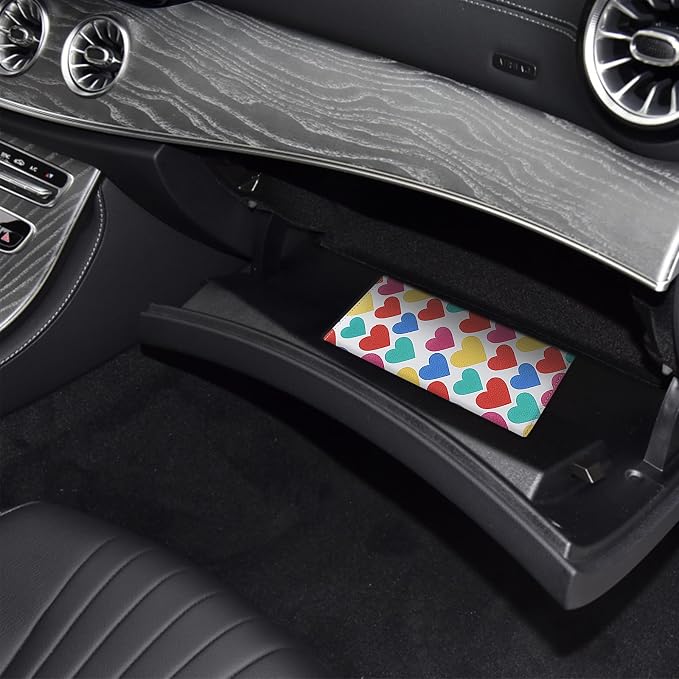 Premium Car Registration & Insurance Card Holder with Magnetic Shut, Vehicle Glove Box Car Organizer - For Documents, Cards, License (Heart symbol)